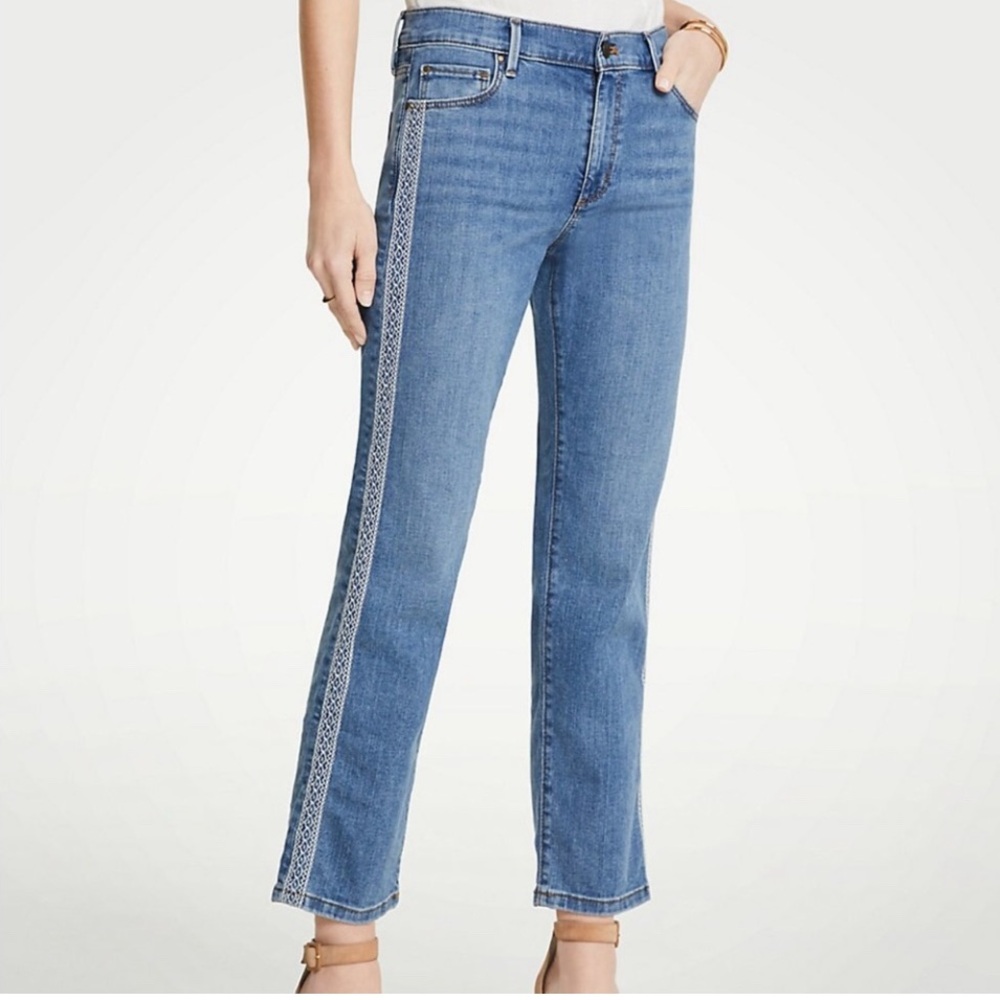 Ann Taylor Straight Crop Leg Blue Denim Jeans (without side detail)